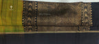 Pure Handloom Double Warp Soft Silk Saree - Light Green with Coffee Brown Border